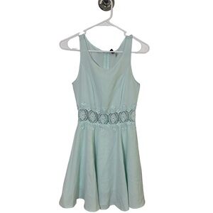 H&M Women’s Light Blue Cottagecore Lace Bodice Fit & Flare Sleeveless Dress Sz 2